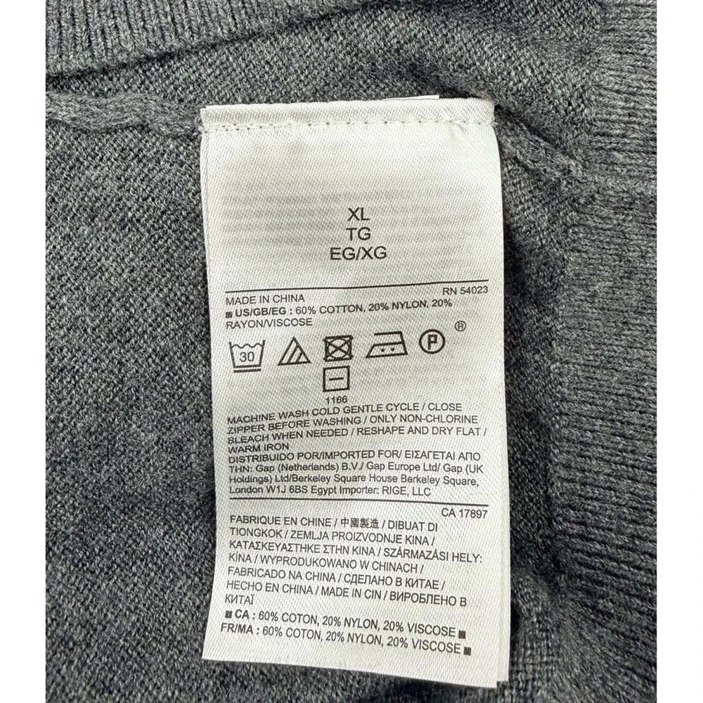 BANANA REPUBLIC Luxe Sweater Collection Mens XL Gray Long Sleeve Quarter Zip NWT